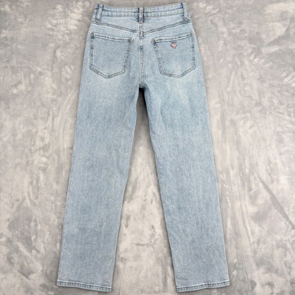 Guess Jeans Women 27x28 (Fits 25x27) Light Blue High Rise Straight Classic Denim - Picture 6 of 9